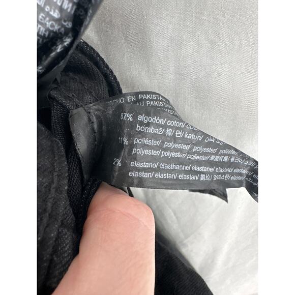 Zara Jeans Womens 2 Black Wide Leg High Rise Stretch Raw Hem - Picture 5 of 8